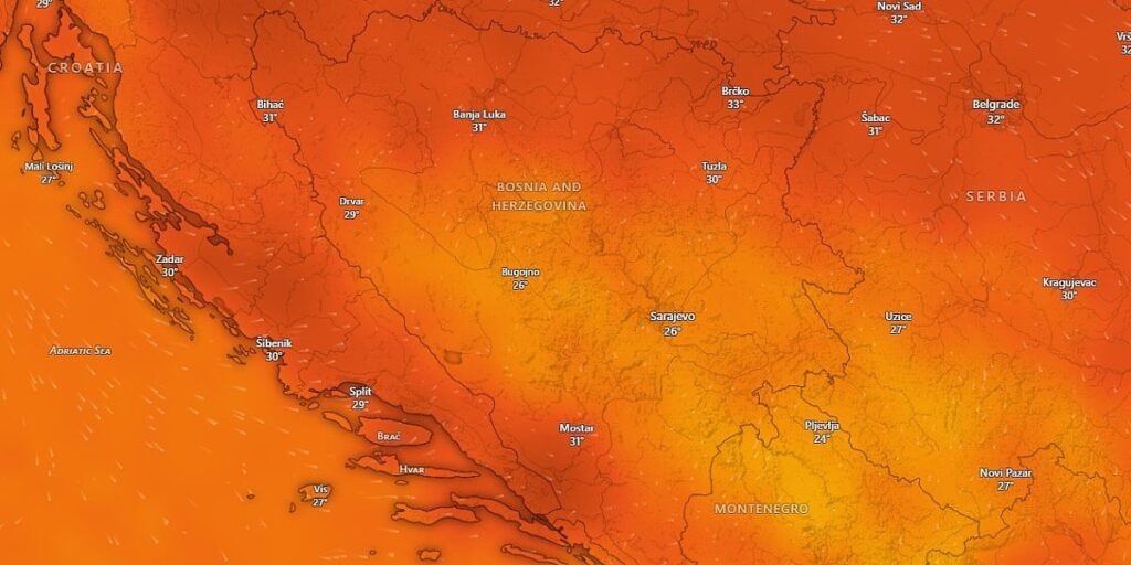 Temperature i do 39 °C, tek ponegdje mogući pljuskovi Temperature i do 39 °C, tek ponegdje mogući pljuskovi