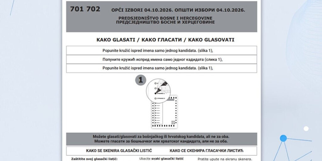 Umjesto "X", birači će popunjavati kružiće; tu su i uputstva za skeniranje