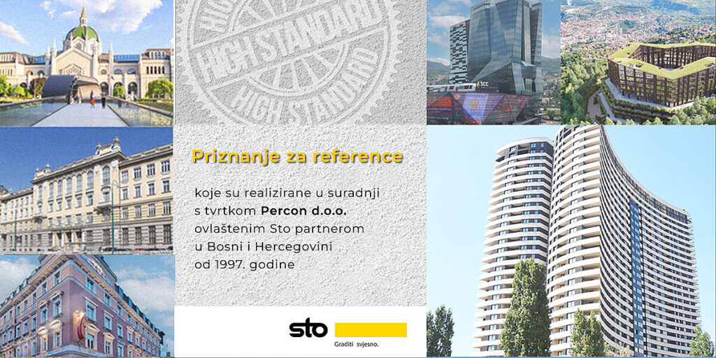 PERCON dobio priznanje Sto Ges.m.b.H za referentne fasadne objekte u Bosni i Hercegovini PERCON dobio priznanje Sto Ges.m.b.H za referentne fasadne objekte u Bosni i Hercegovini