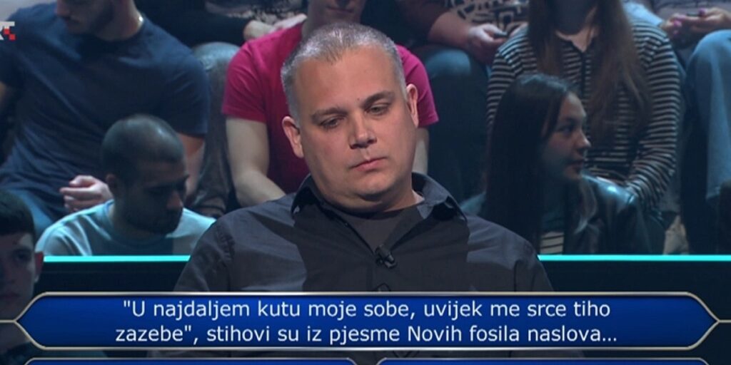 Pitanje o velikom hitu Novih fosila presudilo takmičaru u “Tko želi biti milijunaš”: Znate li odgovor? Pitanje o velikom hitu Novih fosila presudilo takmičaru u "Tko želi biti milijunaš": Znate li odgovor?