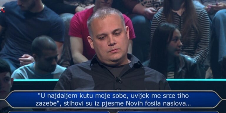 Pitanje o velikom hitu Novih fosila presudilo takmičaru u "Tko želi biti milijunaš": Znate li odgovor?