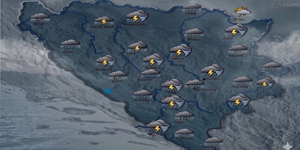 U naredna dva dana širom BiH nevrijeme, kiša i grmljavina U naredna dva dana širom BiH nevrijeme, kiša i grmljavina