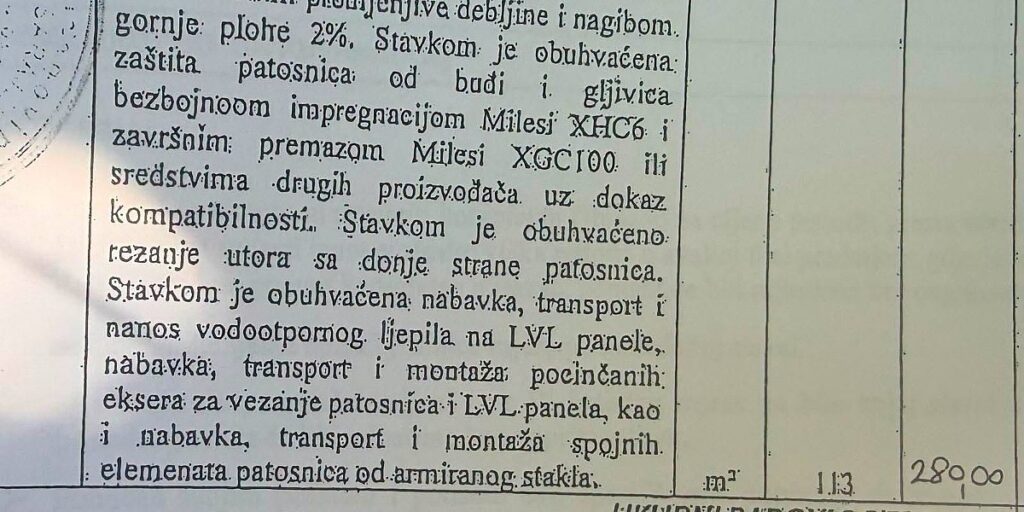 Cijena patosnica je iznosila 280 KM, izvođač radova neće biti isplaćen dok ne ukloni sve nedostatke Cijena patosnica je iznosila 280 KM, izvođač radova neće biti isplaćen dok ne ukloni sve nedostatke