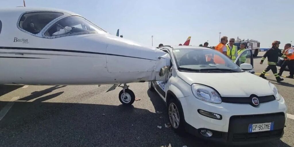 Sudar aviona i Fiat Pande izazvao haos na aerodromu u Milanu Sudar aviona i Fiat Pande izazvao haos na aerodromu u Milanu