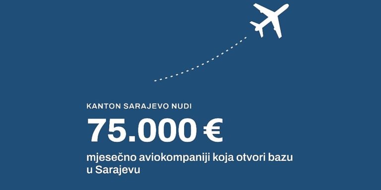 Kanton Sarajevo nudi aviokompanijama i do 75.000 eura mjesečno za nove letove